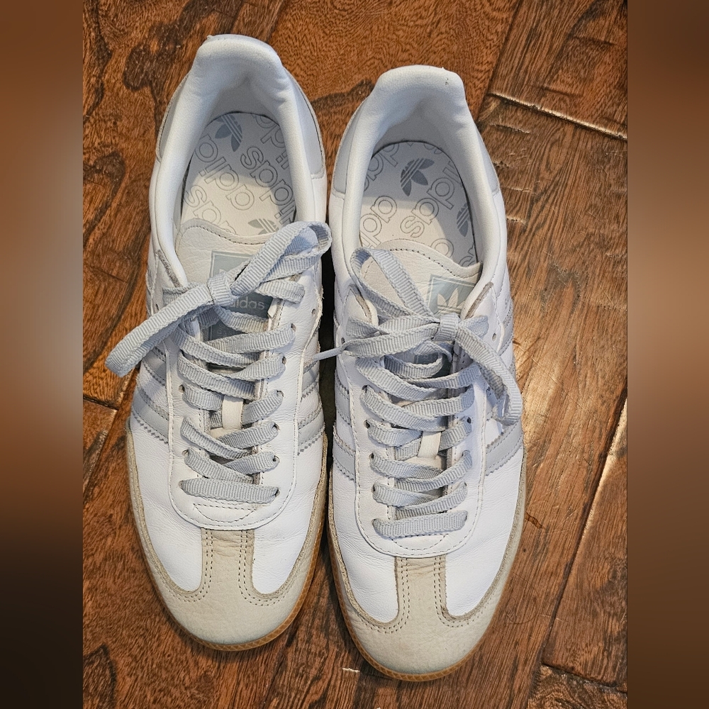 Adidas Samba Classic White and Gray Sneakers 9.5